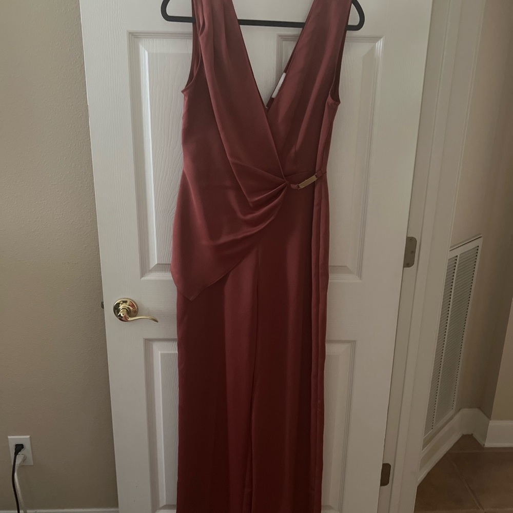 Reiss Rust Wrap Front Jumpsuit | Size 8 | Wedding Guest Evening